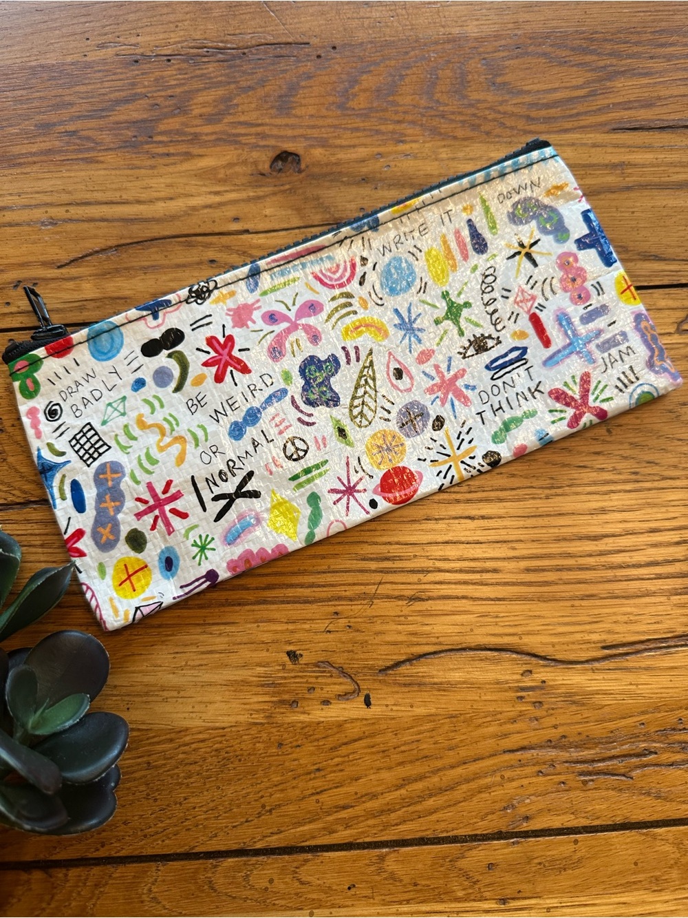 🌸3 for $20🌸 Blue Q Doodle Party Pencil Case / Cosmetic Bag NWOT